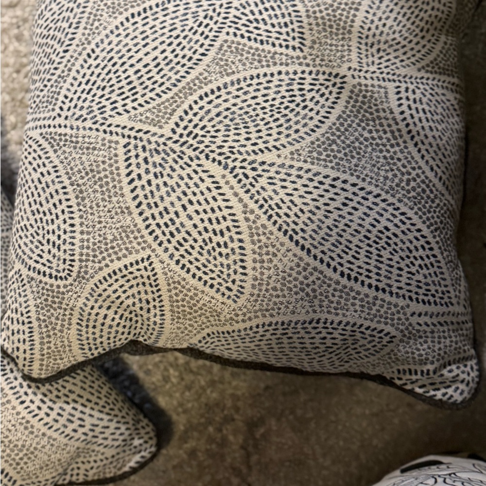 Gray and Blue Patterned Throw Pillow